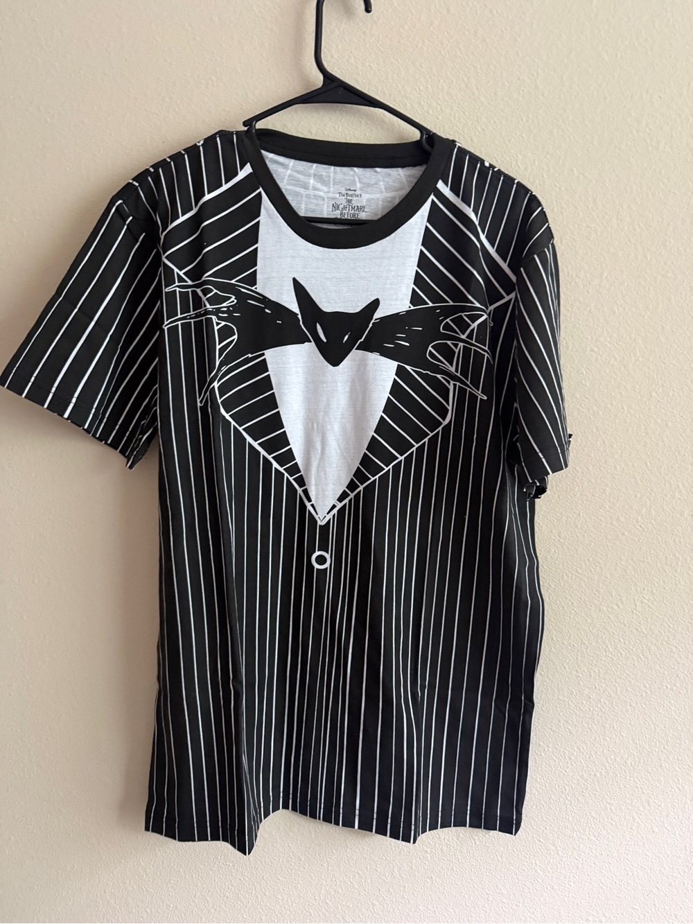 Disney Black & White Short Sleeve Graphic Tee - Batwing Pinstripe